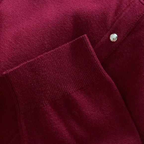 WHBM 3/4 Sleeve Crewneck Shiny Snap Cardigan - Picture 10 of 16